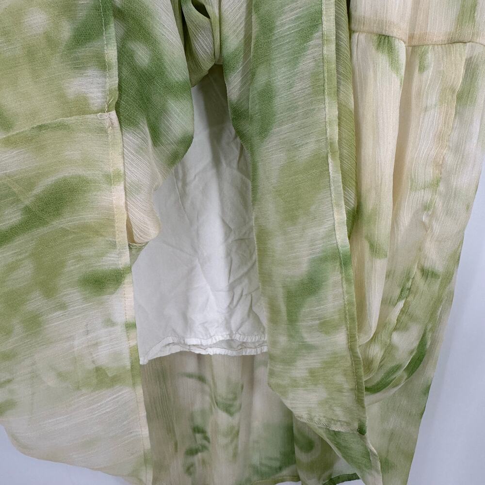 Line & Dot Palm Lime Tiered Tie Shoulder Sleeveless Maxi Dress Womens Medium - Picture 3 of 12